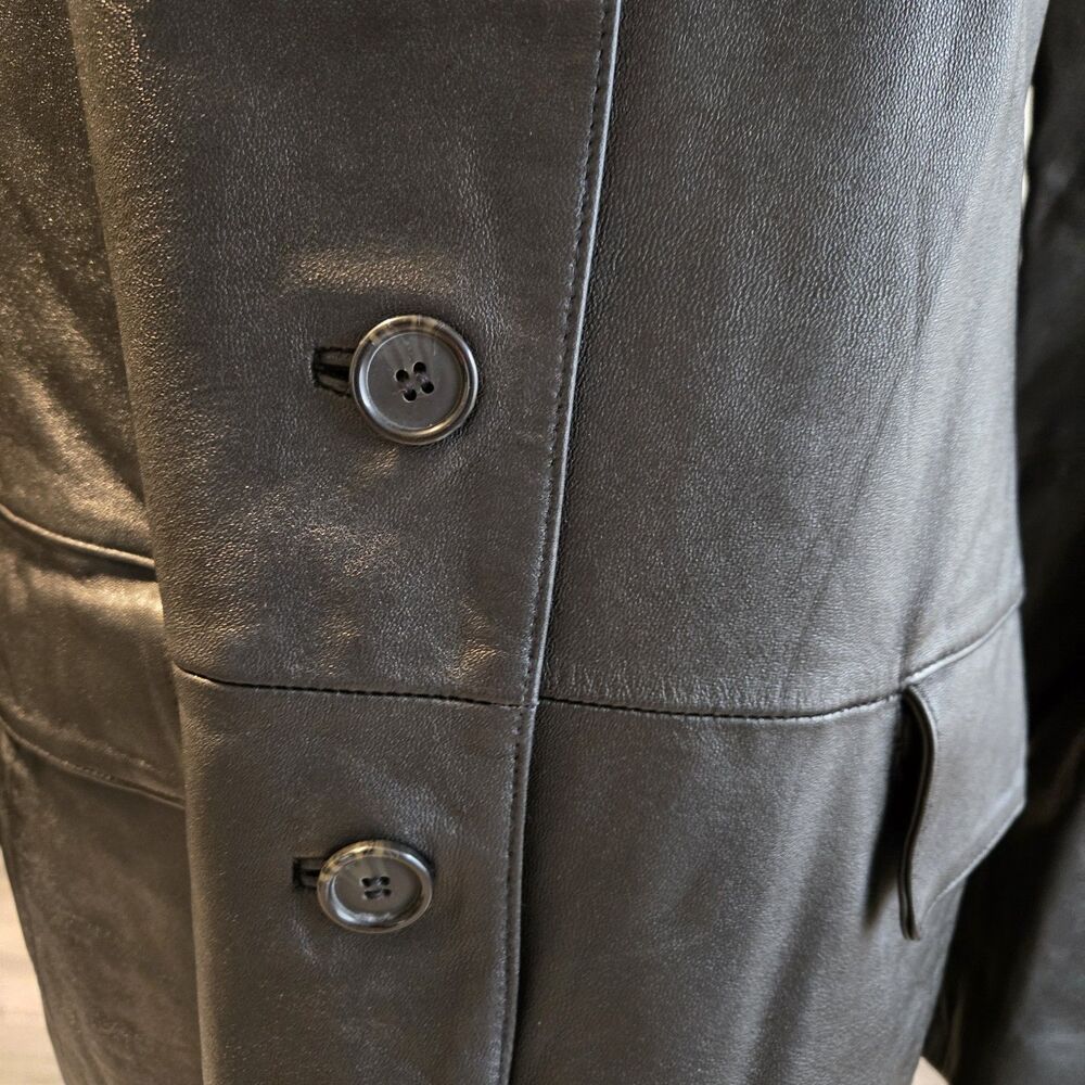 Women’s Whet Blu Black Leather Jacket Size XL motorcycle, 90s matrix style - Picture 5 of 14
